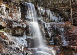 Ice formations surround the First Falls on Dutchmans Run in the McIntyre Wild Area, Lycoming County PA.