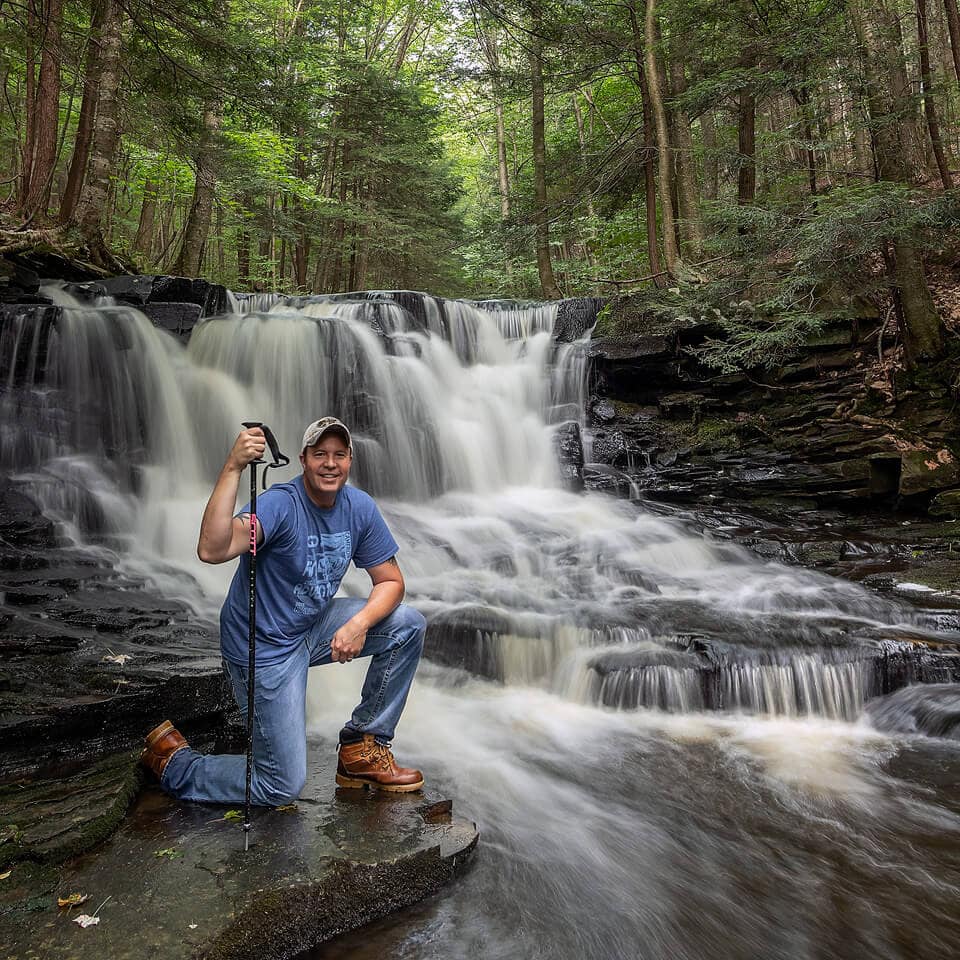 Rusty Glessner at Rusty Falls in the Loyalsock State Forest, Sullivan County, PA.