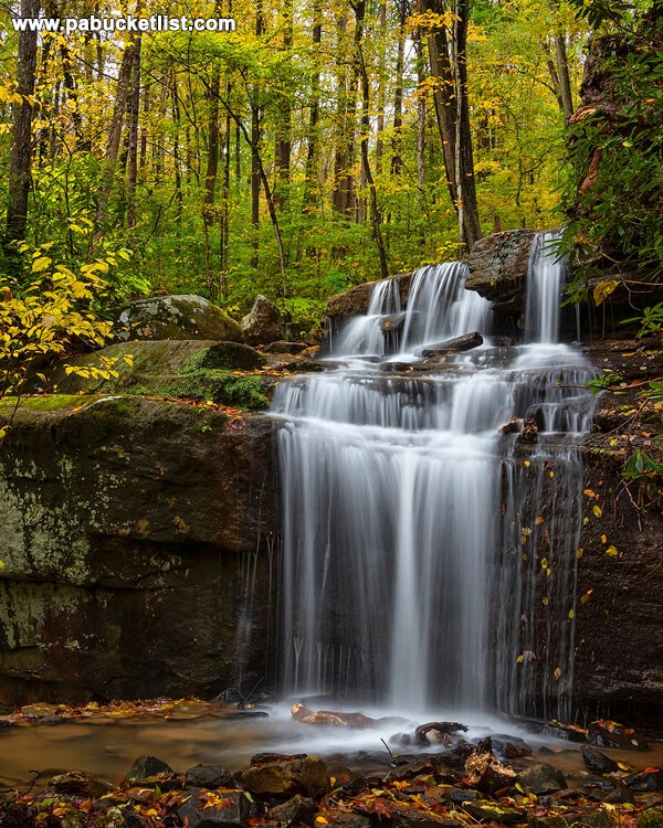 Fall foliage at Fechter Run Falls, Ohiopyle State Park.