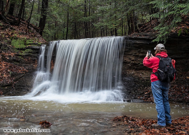 The author visiting Grindstone Falls.