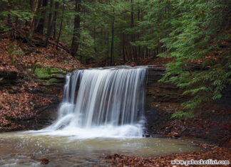 Grindstone Falls at McConnells Mill State Park in Lawrence County, Pennsylvania.