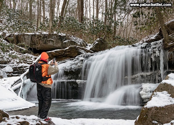 Winter selfie at Lower Jonathan Run Falls, Ohiopyle State Park