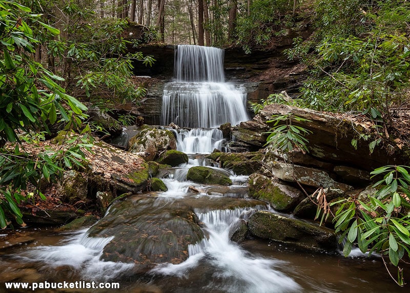 A view of Round Island Run Falls from downstream in early spring.