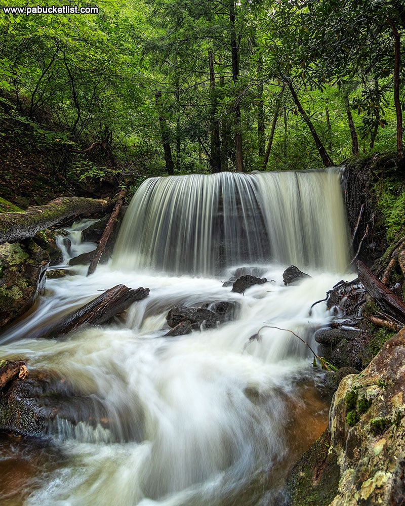 A September view of Table Falls, flowing high and clear on Paige Run.