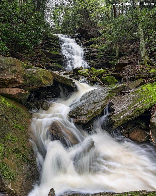 A springtime view of Yoder Falls near Davidsville, PA.