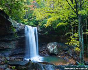 An autumn view of Cucumber Falls at Ohiopyle State Park.