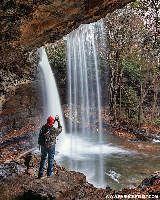 Rusty Glessner behind Cucumber Falls.