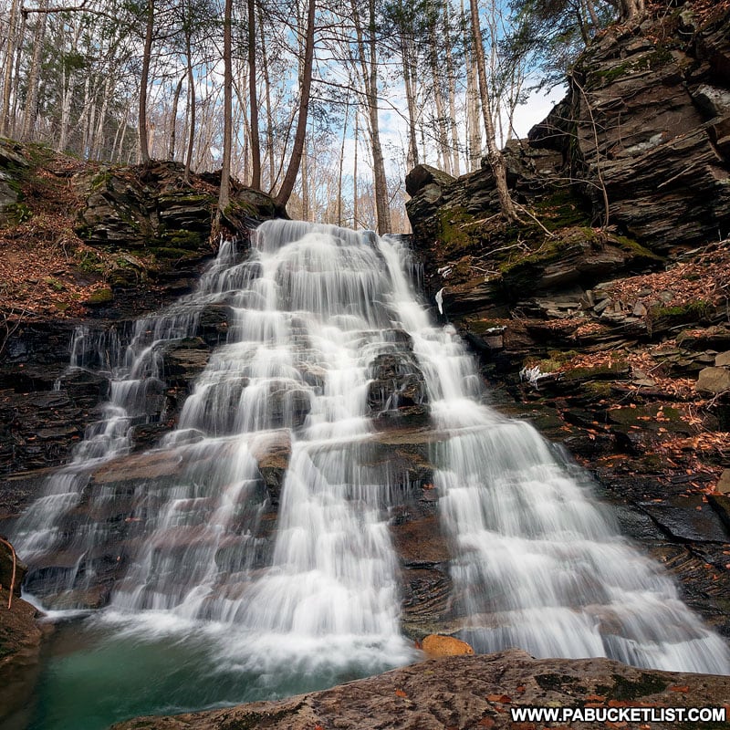 The upper tier of Hounds Run Falls in the Loyalsock State Forest.