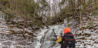 The author at Abbott Run Falls on a winter day.