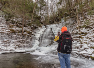 The author at Abbott Run Falls on a winter day.