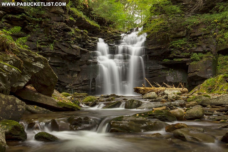 A downstream view of Big Falls on State Game Lands 13 in Sullivan County, PA.