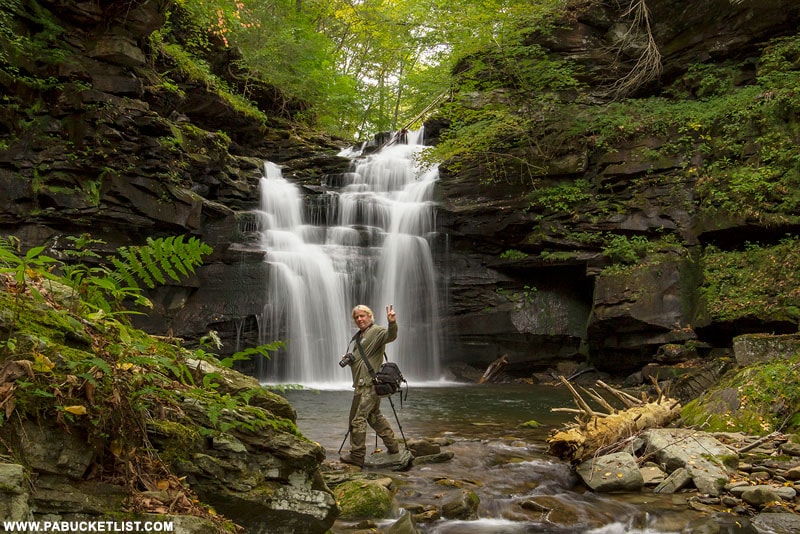 A photographer takes in the scene at Big Falls on State Game Lands 13 in Sullivan County, PA.