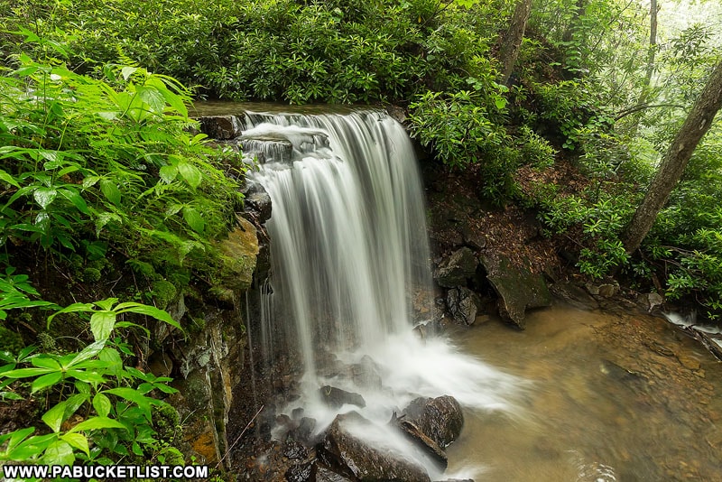 A side view of Cole Run Falls in the Laurel Highlands.