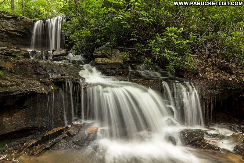 A summer view of Cole Run Falls in the Forbes State Forest.