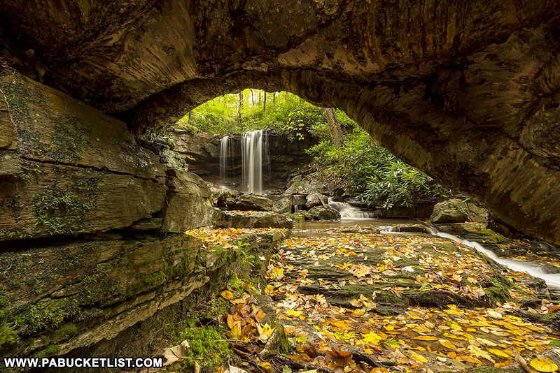An autumn view of Cole Run Falls in Somerset County, PA.