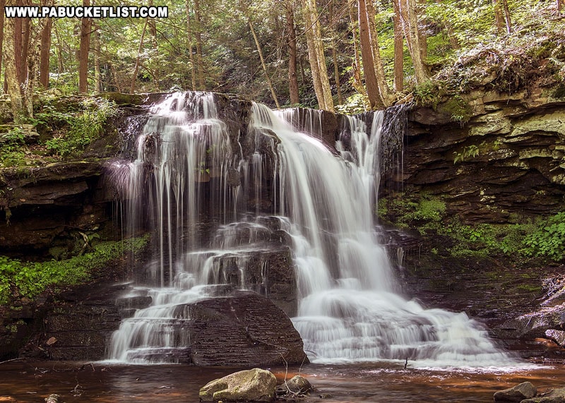 A summer view of Dry Run Falls in Sullivan County, PA.
