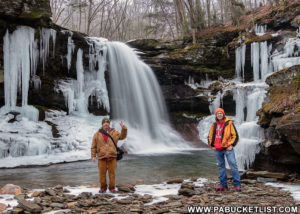 Steve Rubano and Rusty Glessner at the base of Lewis Falls on State Game Lands 13 in Sullivan County, PA.