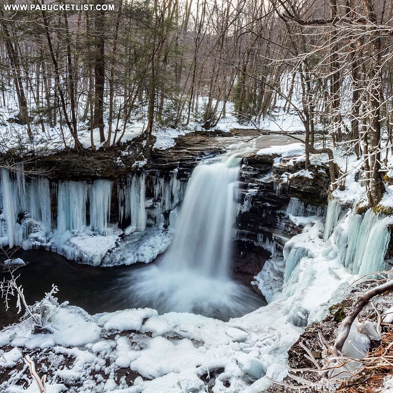 Ice formations surrounding Lewis Falls on State Game Lands 13 in Sullivan County, PA.