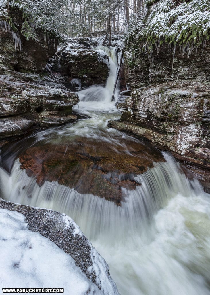 The multiple tiers of Adams Falls at Ricketts Glen.