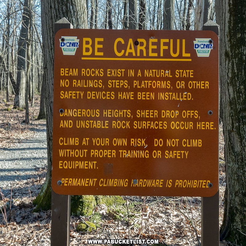 Beam Rocks warning sign.