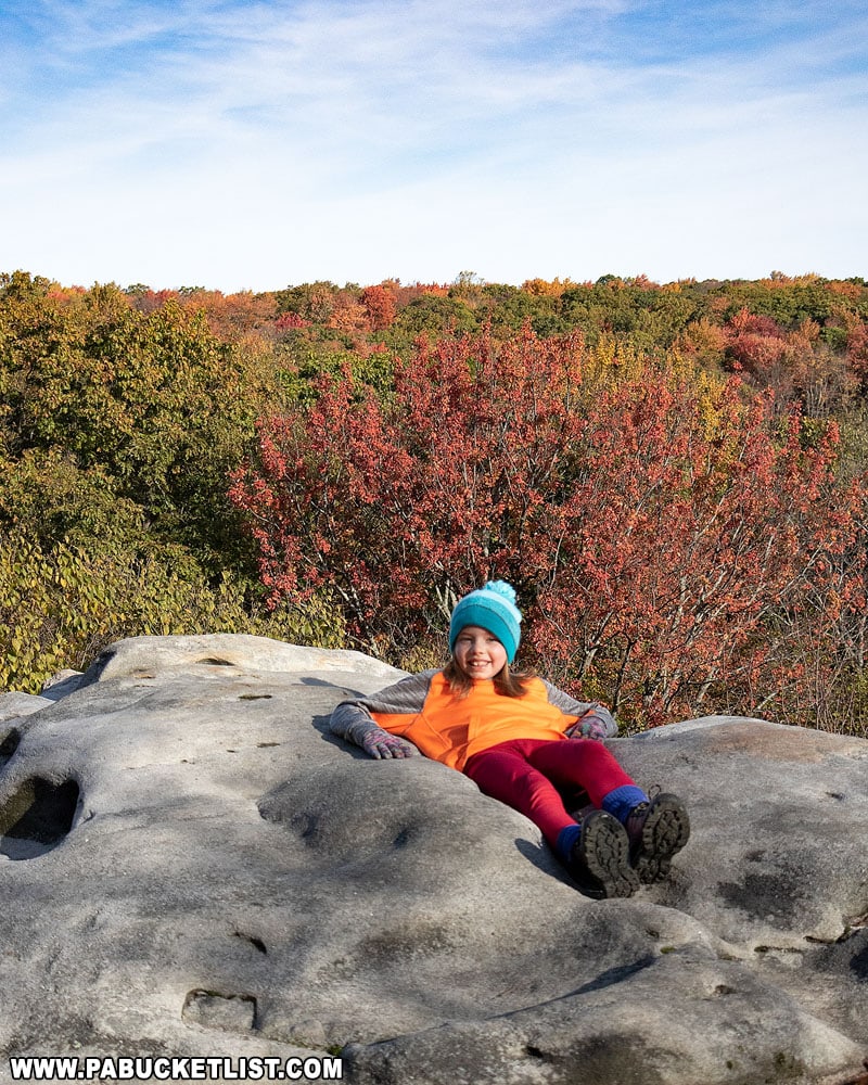 Relaxing at Beam Rocks in Somerset County.