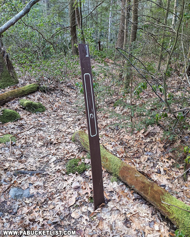 Trail sign at the Lower Cascades on Meadow Run