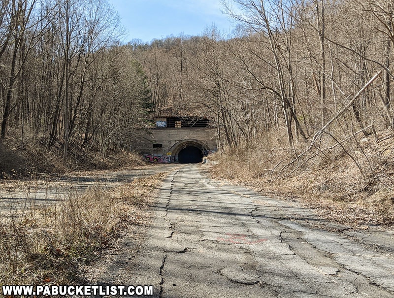 Approaching the abandoned Sideling Hill Tunnel from the east.