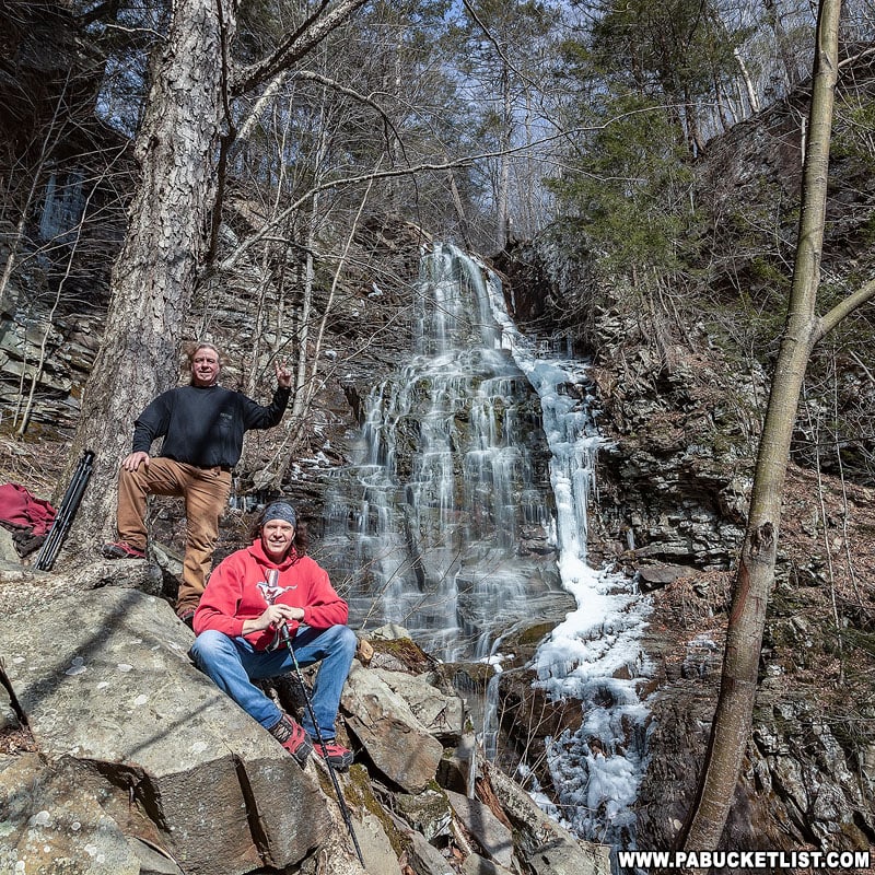 The author and a fellow hiker at Angel Falls in the Loyalsock State Forest.