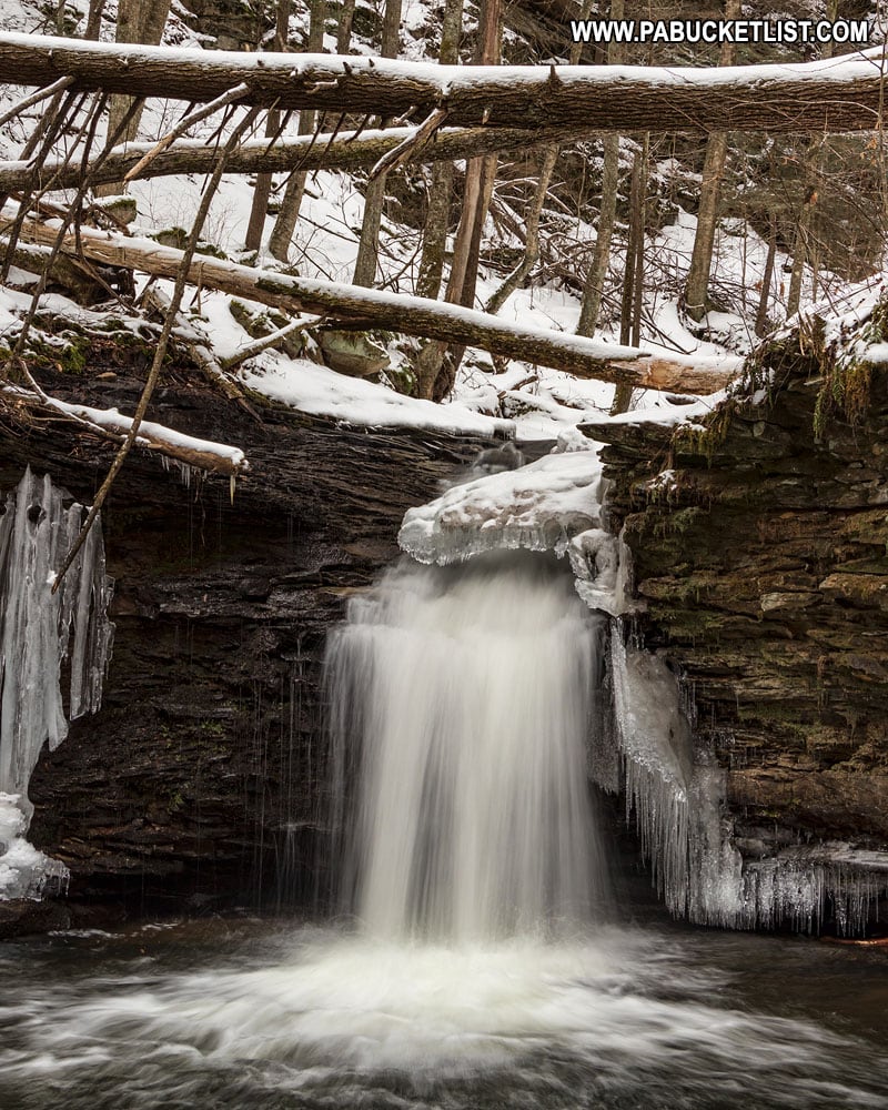 Winter at Cottonwood Falls in the Loyalsock State Forest.