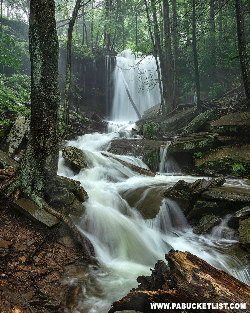 Jacoby Falls swollen by heavy summer rain.