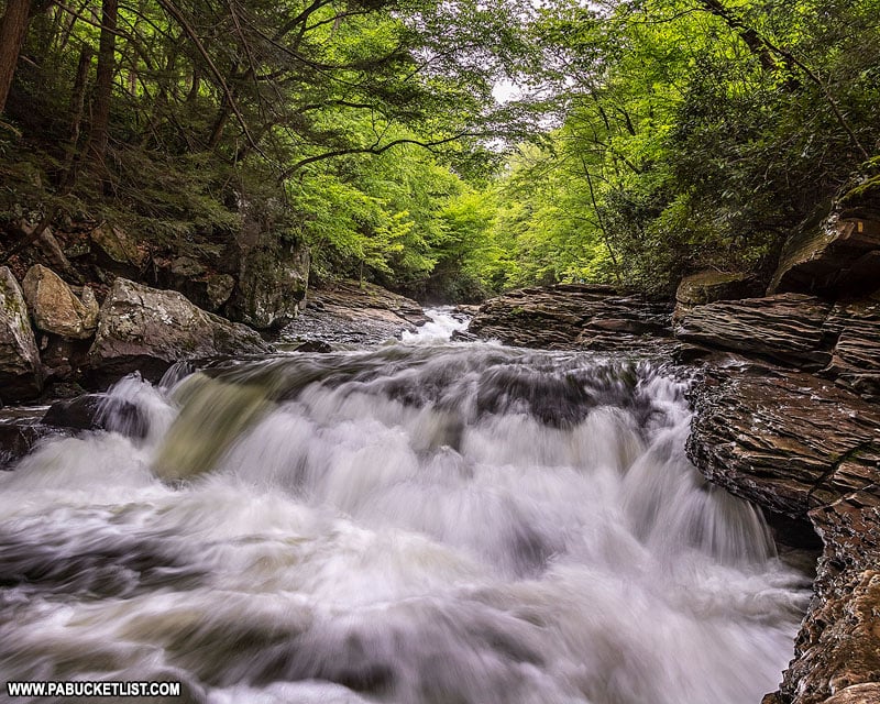 The lower portion of the Natural Waterslides at Ohiopyle State Park