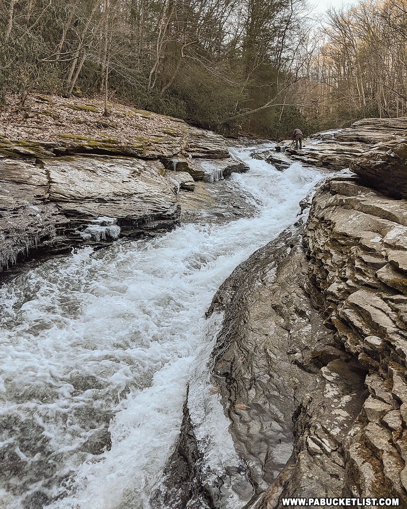 Late winter scene from the Natural Waterslides at Ohiopyle State Park.