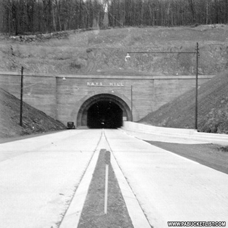 The eastern portal of Rays Hill Tunnel in a historical photo at the State Museum in Harrisburg.