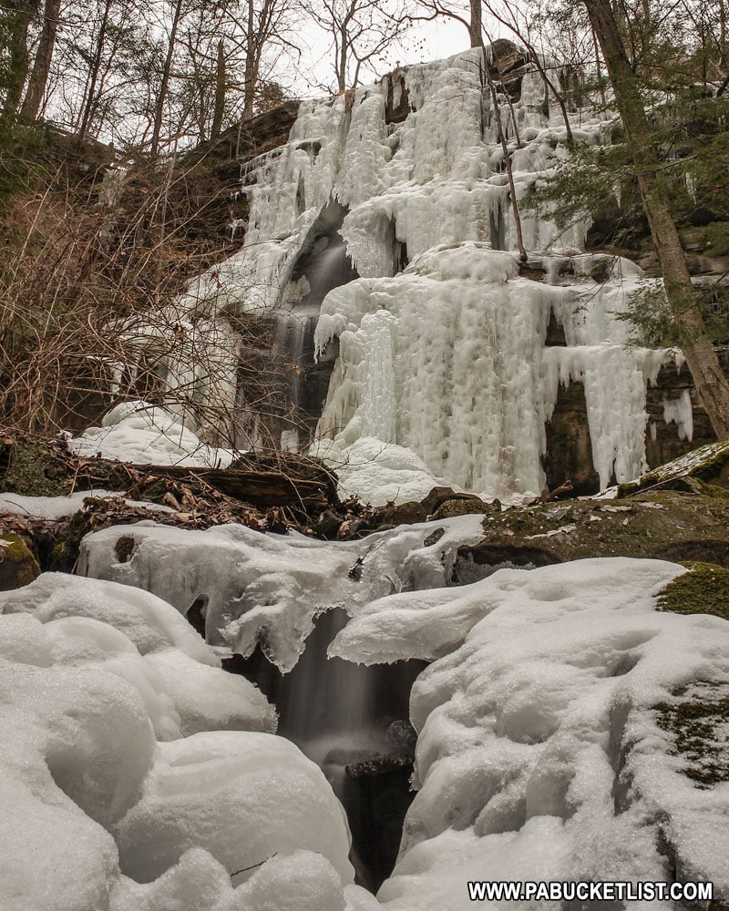 Alpha Falls frozen in ice at McConnells Mill State Park