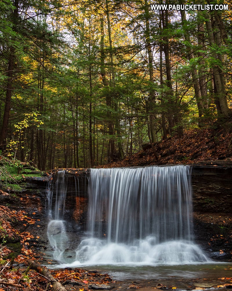 Fall foliage surrounding Grindstone Falls at McConnells Mill State Park