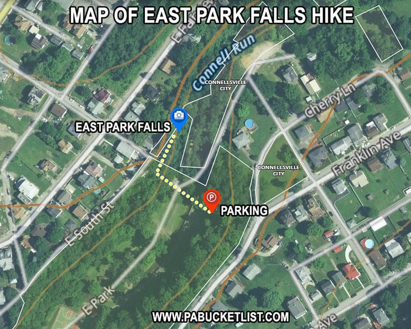 How to find East Park Falls in Fayette County Pennsylvania