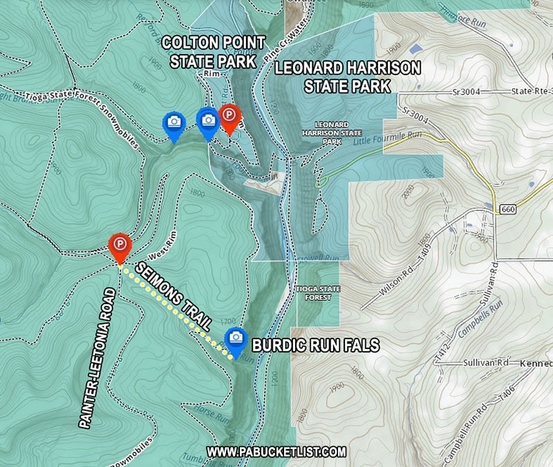 How to find Burdic Run Falls in Tioga County Pennsylvania