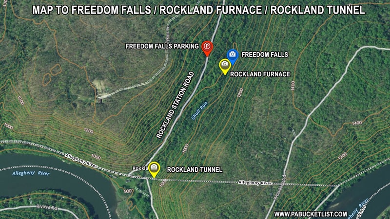 A map to Freedom Falls in Venango County PA