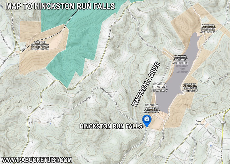 How to find Hinckston Run Falls near Johnstown Pennsylvania