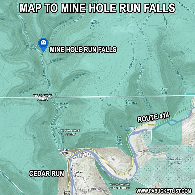 How to find Mine Hole Run Falls in Tioga County PA