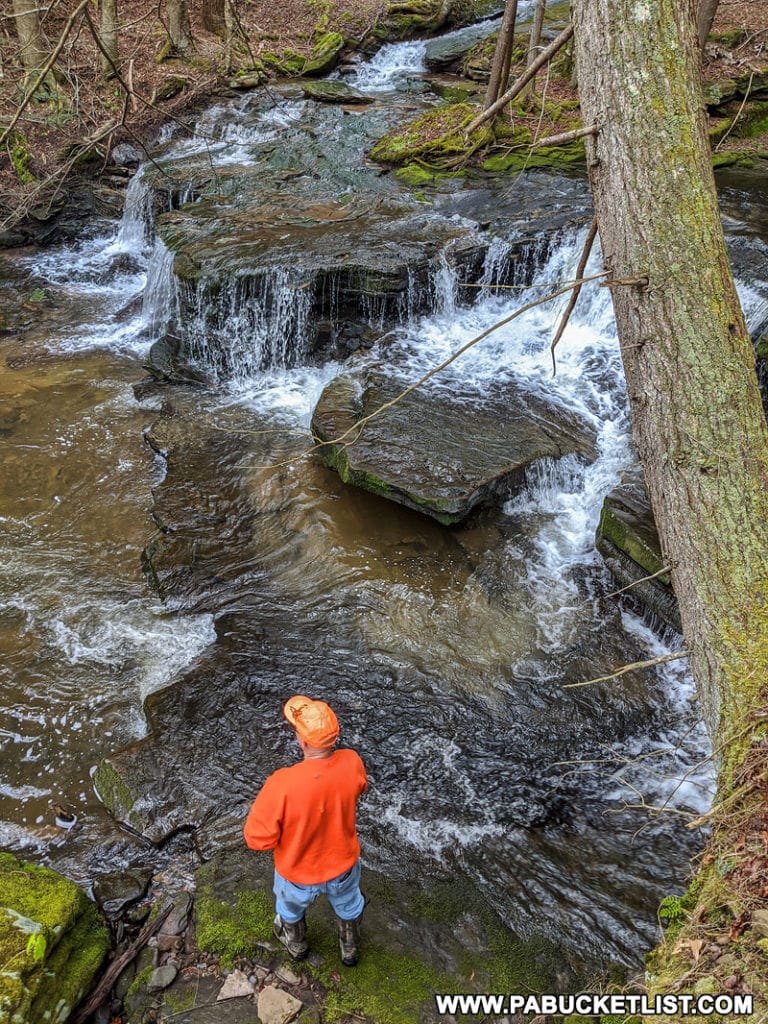 Fisherman at Babb Creek Falls in Tioga State Forest