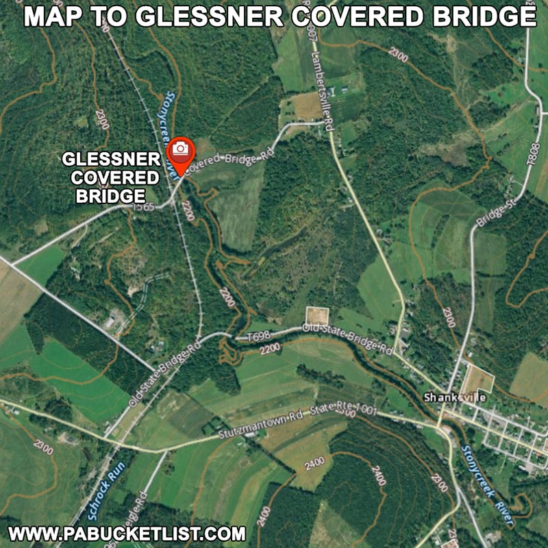 Map to Glessner Covered Bridge in Somerset County Pennsylvania