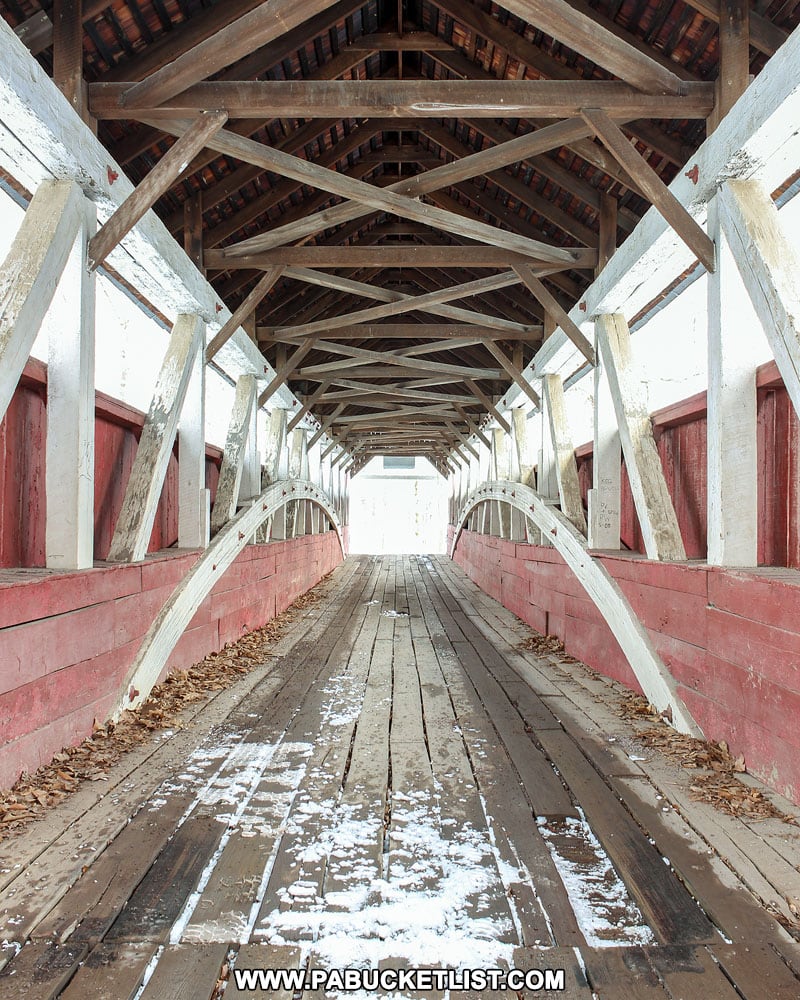 Interior trusses on the Lower Humbert Covered Bridge