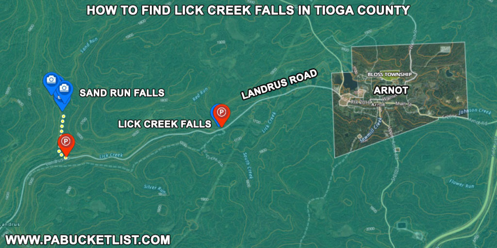 How to find Lick Creek Falls in Tioga County Pennsylvania