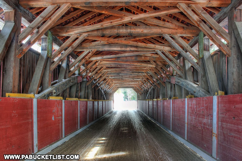 Interior of McGees Mills Covered Bridge in Pennsyvania