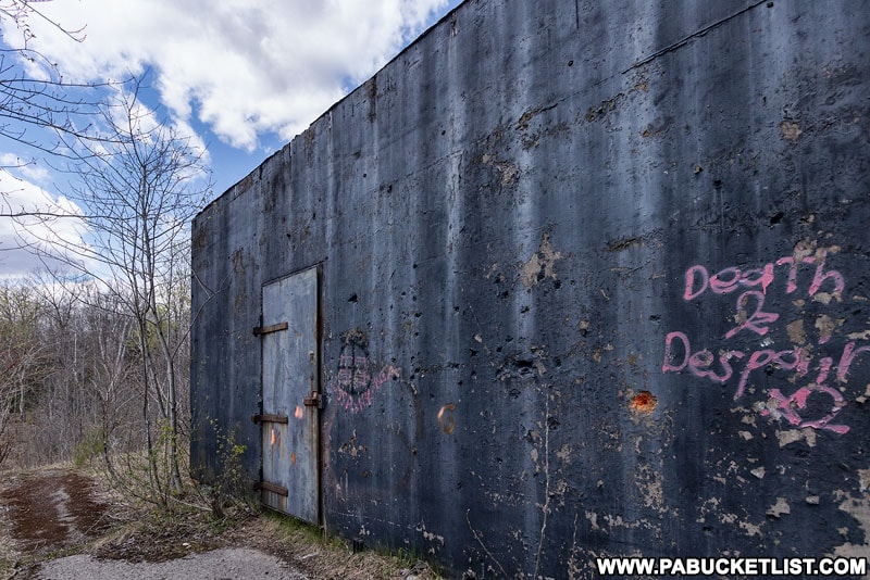 Steel door to the abandoned nuclear jet engine testing facility in Cameron County PA