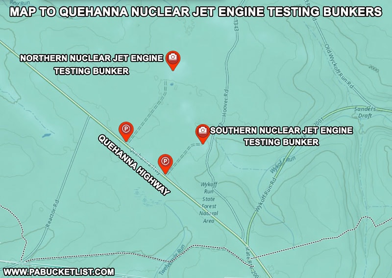 Directions to the nuclear jet engine testing bunkers in the Quehanna Wild Area