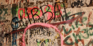 Graffiti inside the northern nuclear jet engine bunker in the Quehanna Wild Area.