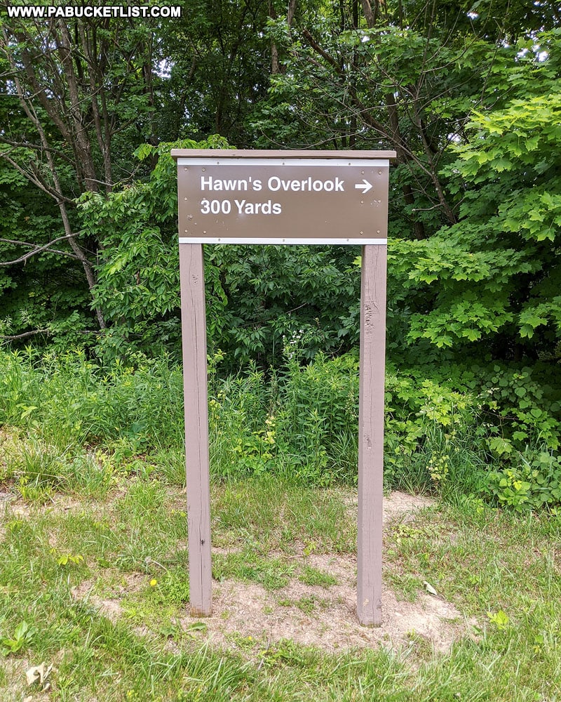 Hawn's Overlook trail head in Huntingdon County.