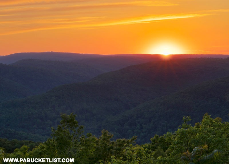 Sunset over the Endless Mountains, as viewed from High Knob Overlook in the Loyalsock State Forest.